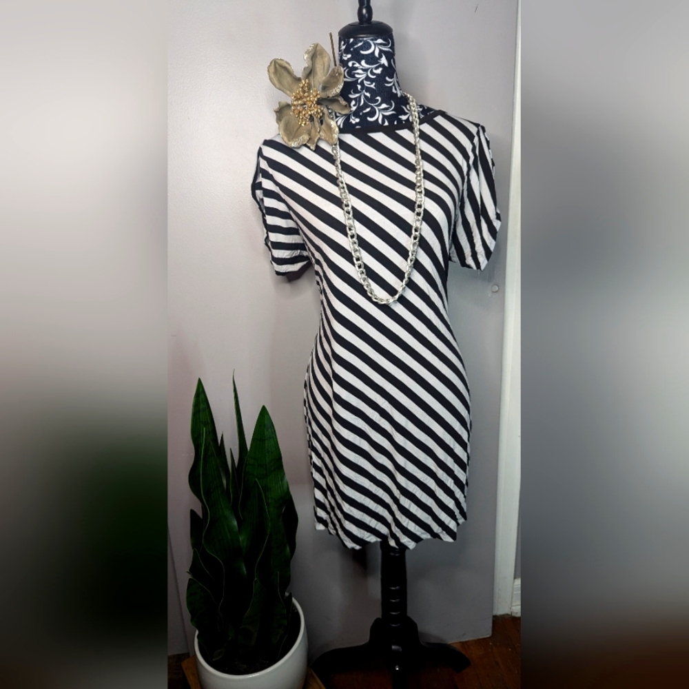 Michael Kors Black and white stripes dress